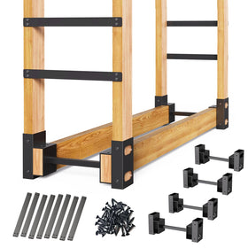 Eibikdi firewood rack outdoor assembly shows sturdy brackets for organized wood storage.