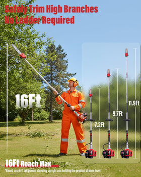 EIDOWA 3.5HP gas pole saw delivers strong cuts on hardwood limbs.
