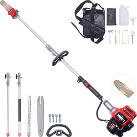 EIDOWA 48cc gas pole saw with reach for taller branches from ground.