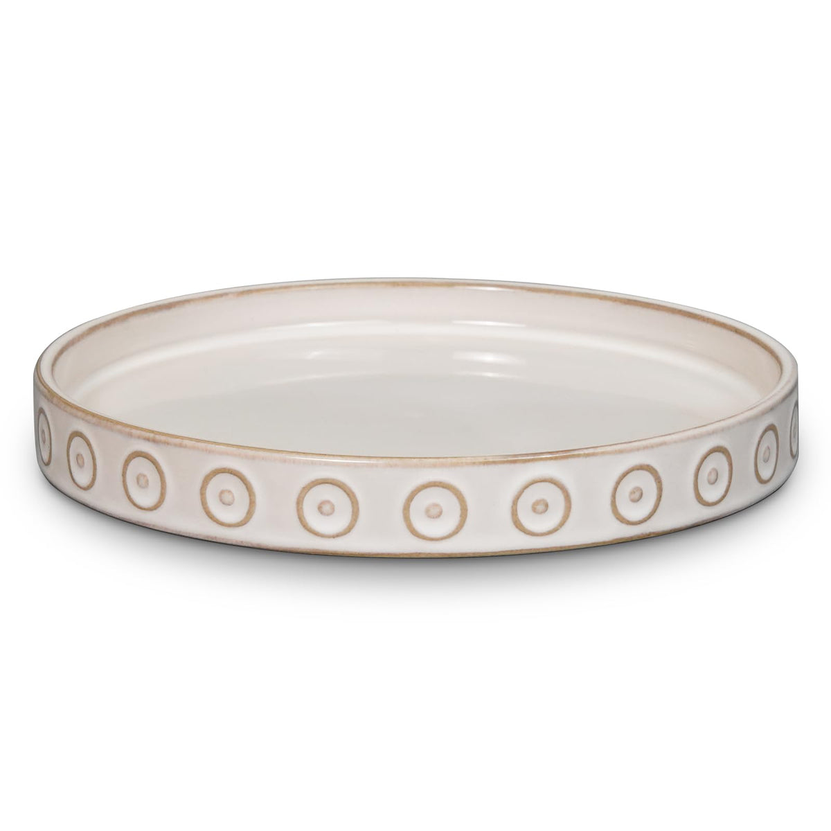 Eightpot plant drip tray cream white, front view, catches drips to protect surfaces.