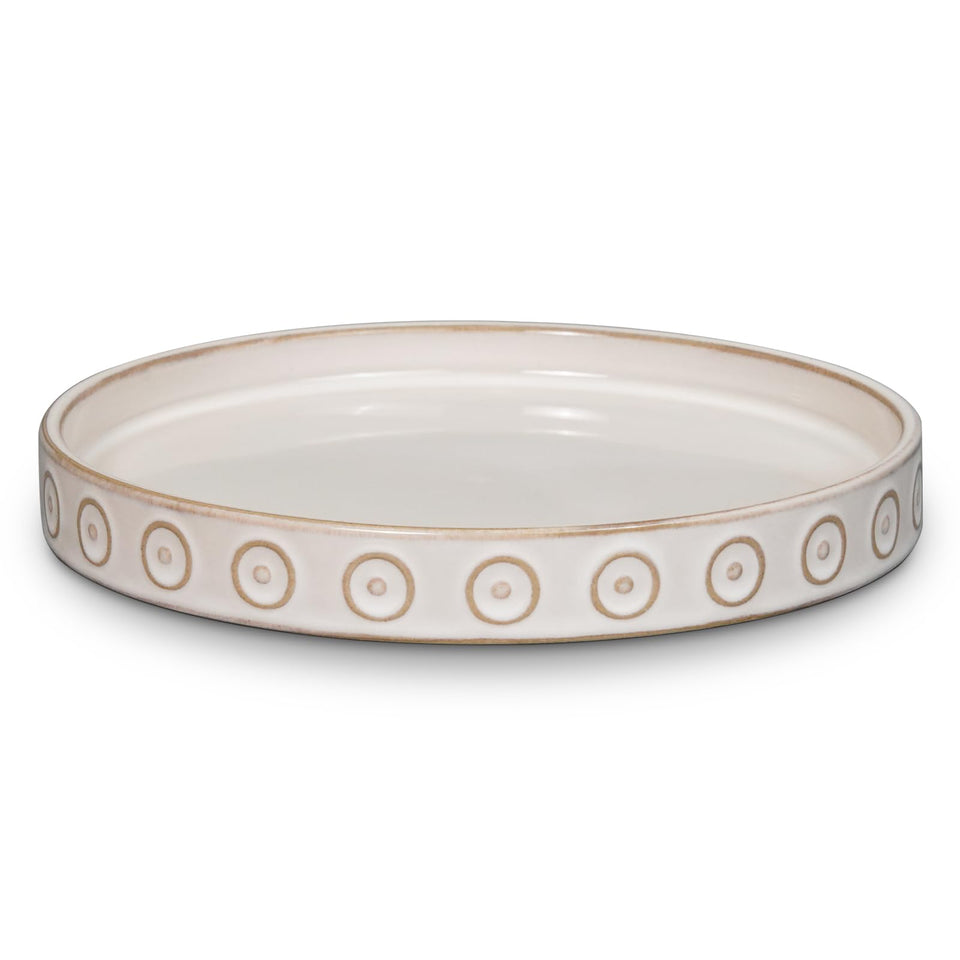 Eightpot plant drip tray cream white, front view, catches drips to protect surfaces.