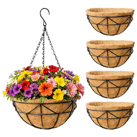 EIMQUVW 14-inch hanging basket assembly ready for outdoor display, easy to install.