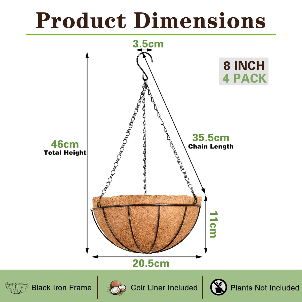 EIMQUVW hanging planter with coconut fiber liner ready for plants