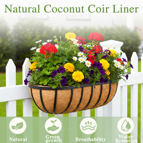 EIMQUVW window-box deck planter in blue frame adds color to outdoor spaces.
