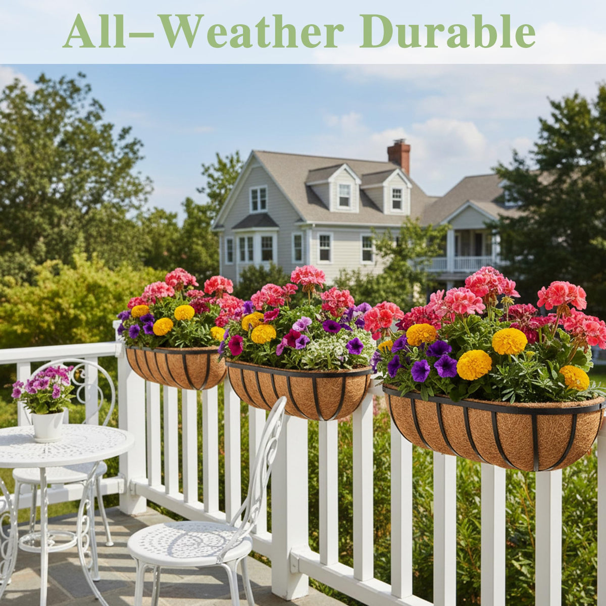 EIMQUVW two-pack balcony planters provide flexible decorating options.
