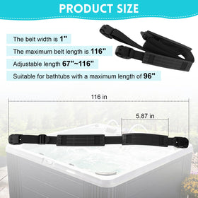 EINDER locking wind straps with 90-degree latches securely fasten hot tub covers.