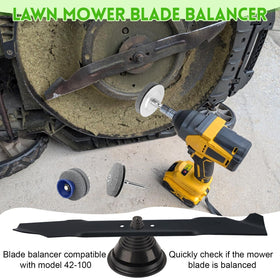 EINDER sharpener working on a mower blade for a smoother cut.