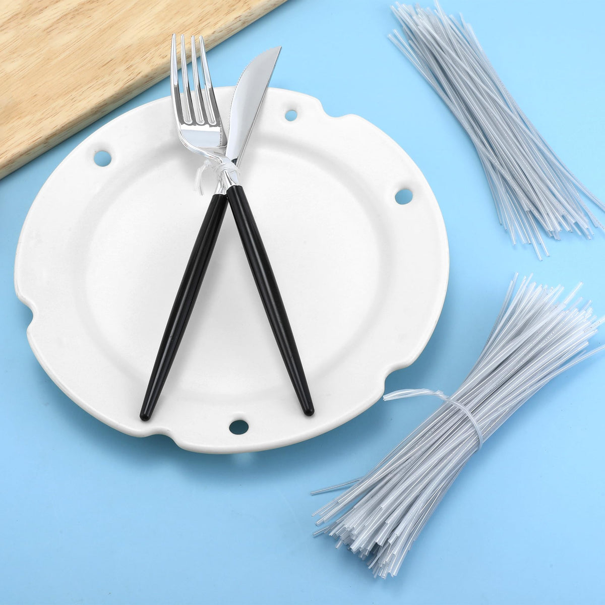 Eiodoni clear twist ties 6in used to seal coffee bags and keep contents visible.
