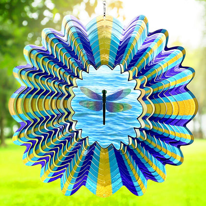 Eiryhope dragonfly wind spinner in 3D animation adds vibrant outdoor motion.
