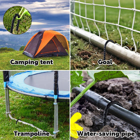 Garden and sports net anchoring with durable ground anchors.