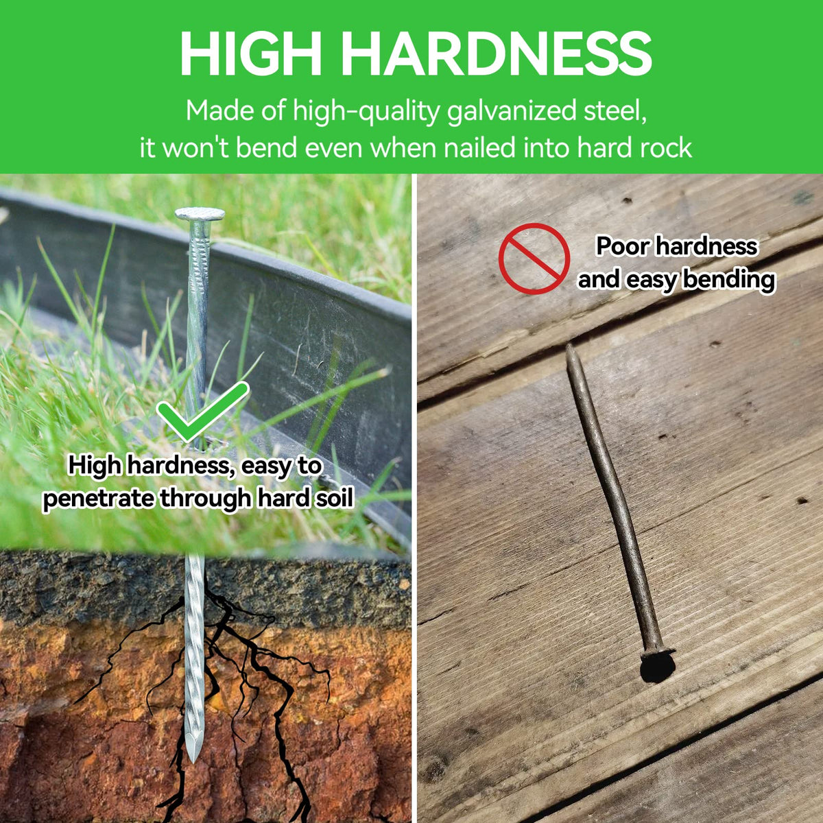 EISENSP stake with washers and spacers demonstrates stable weed barrier anchoring.