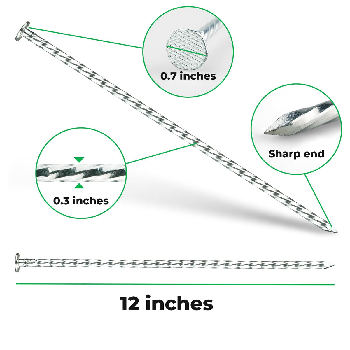 EISENSP spiral stake top-diameter close-up highlights easy installation.