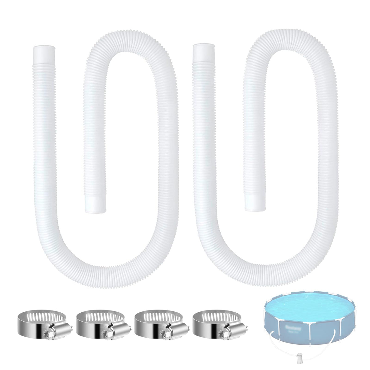 Eiszhjk pool hose 1.25in x 59in compatible with Bestway pools for secure connections.