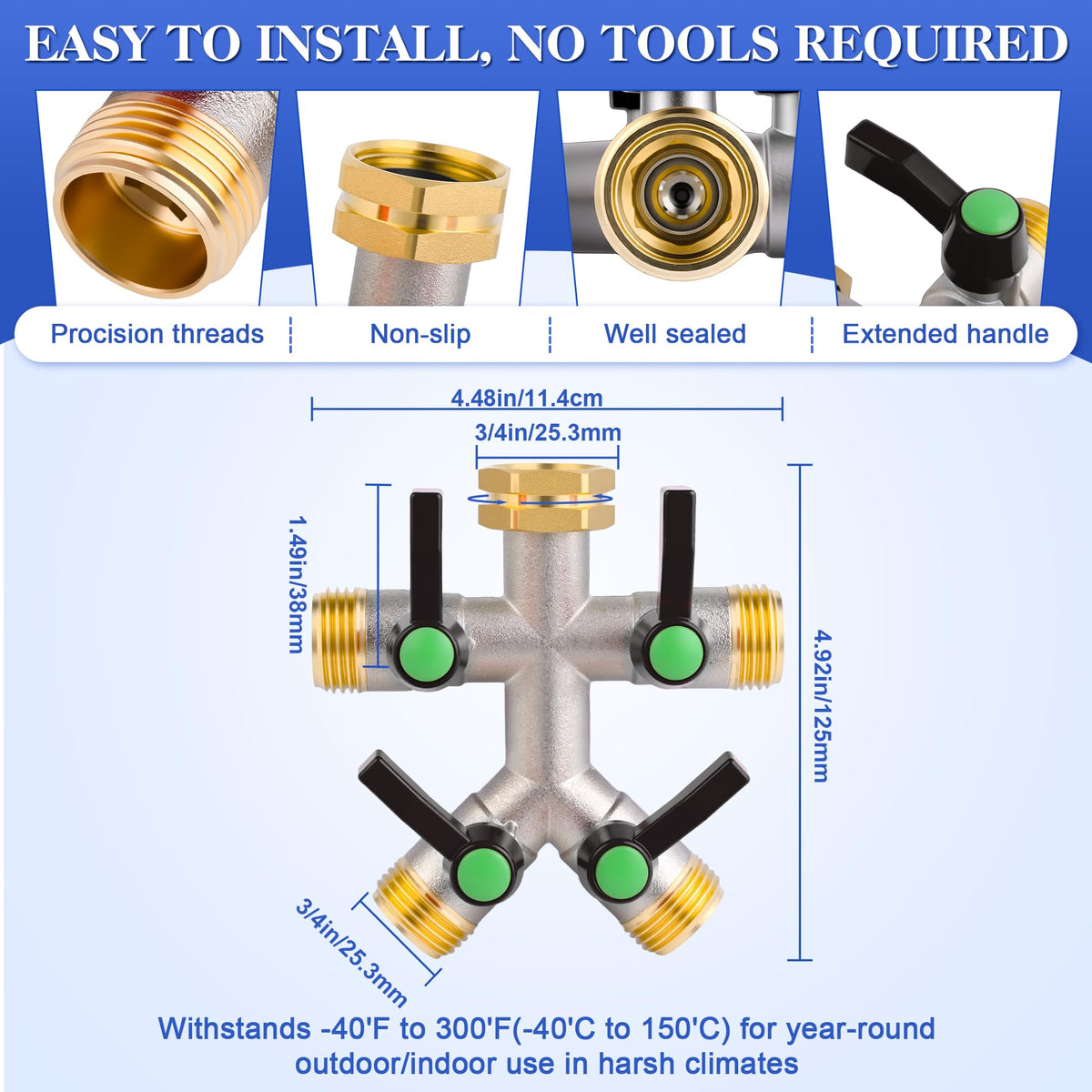 EJW easy-installation handle allows tool-free faucet setup.