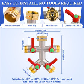 EJW Hose Splitter brass handles closeup with silicone protection for comfortable grip