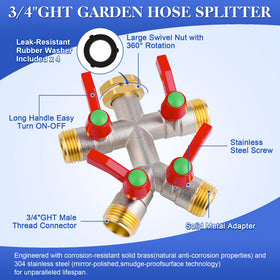 EJW Hose Splitter outlet valves for independent, versatile control of four hoses