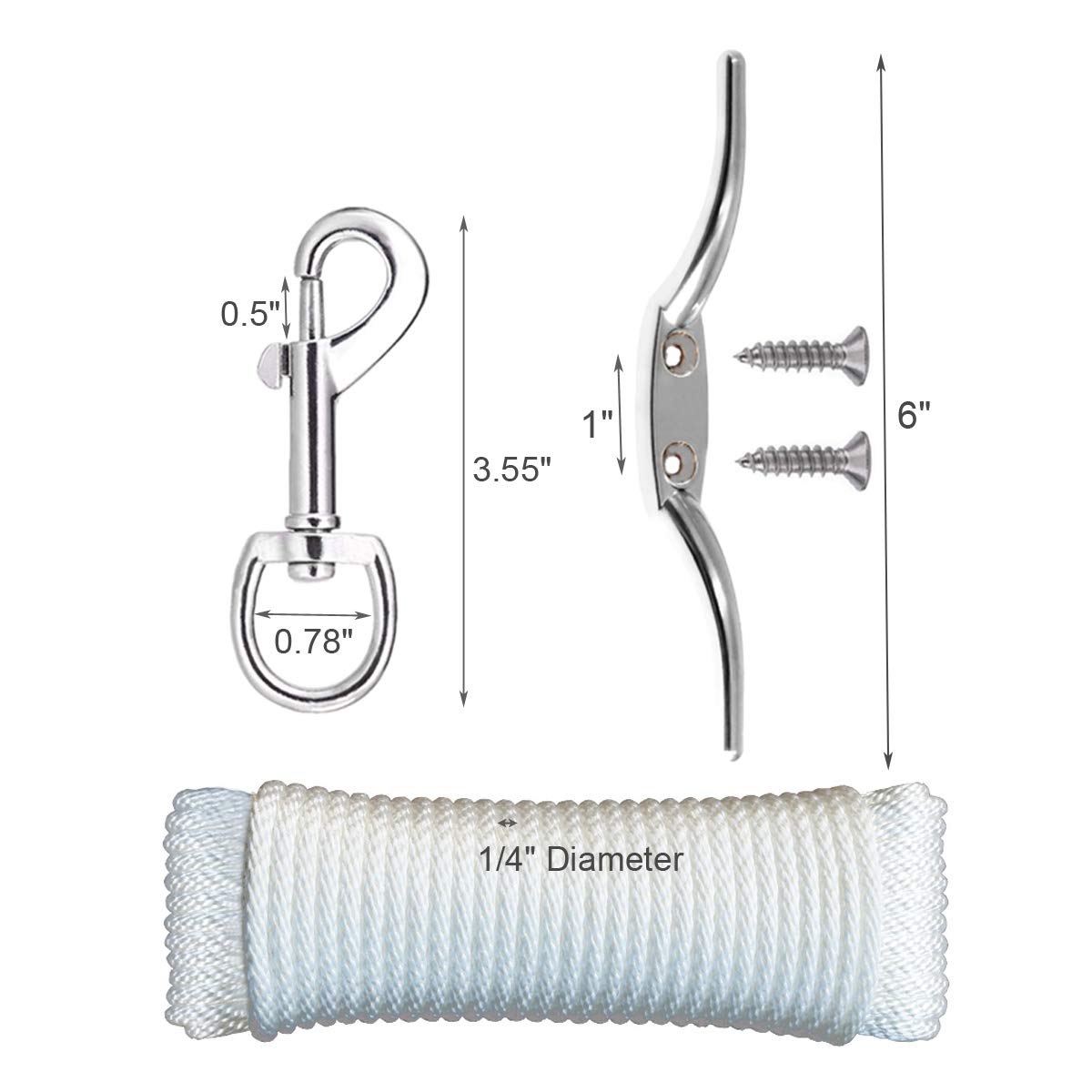 EKEV flagpole cleat hook; 6-inch length for secure rope fastening.