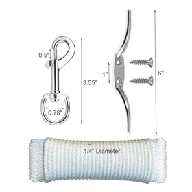 EKEV flagpole cleat hook; 6-inch length for secure rope fastening.