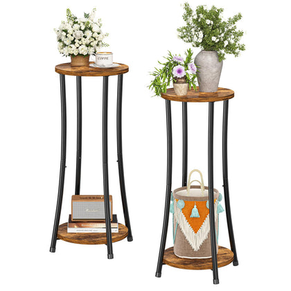 Ekisemio 2-pack plant stand with round trays for indoors and outdoors.