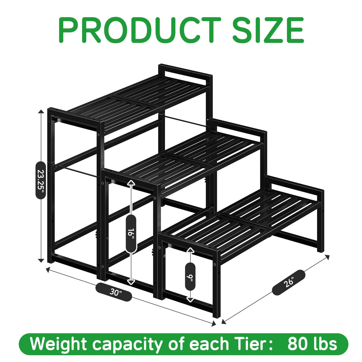 Ekisemio 3-Tier Stand black finish complements any decor.