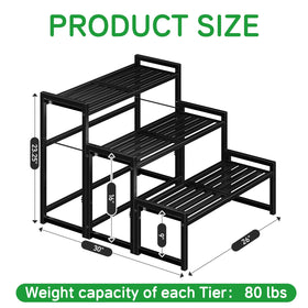 Ekisemio 3-Tier Stand black finish complements any decor.