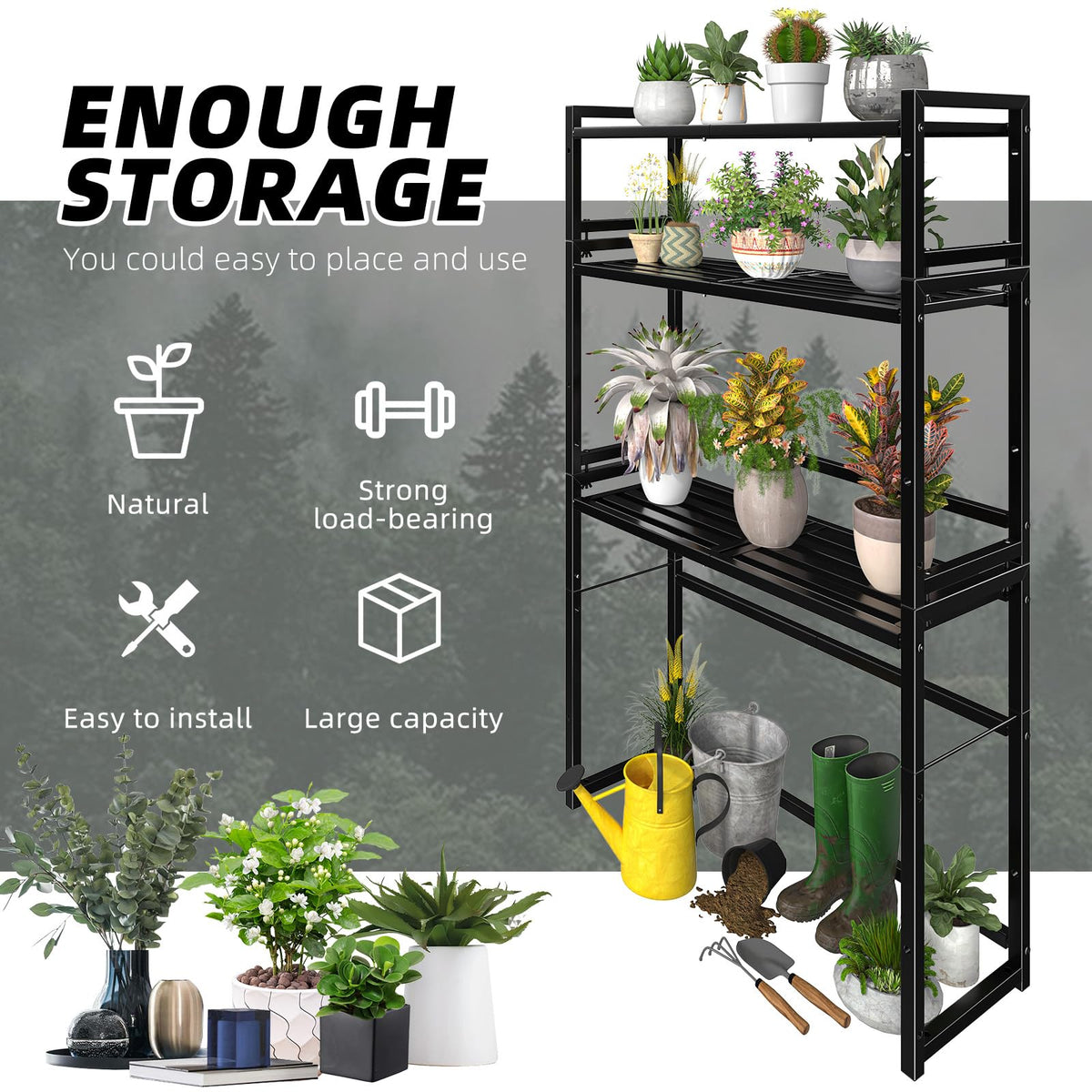 Ekisemio 3-Tier Stand outdoor rust-proof finish withstands weather.