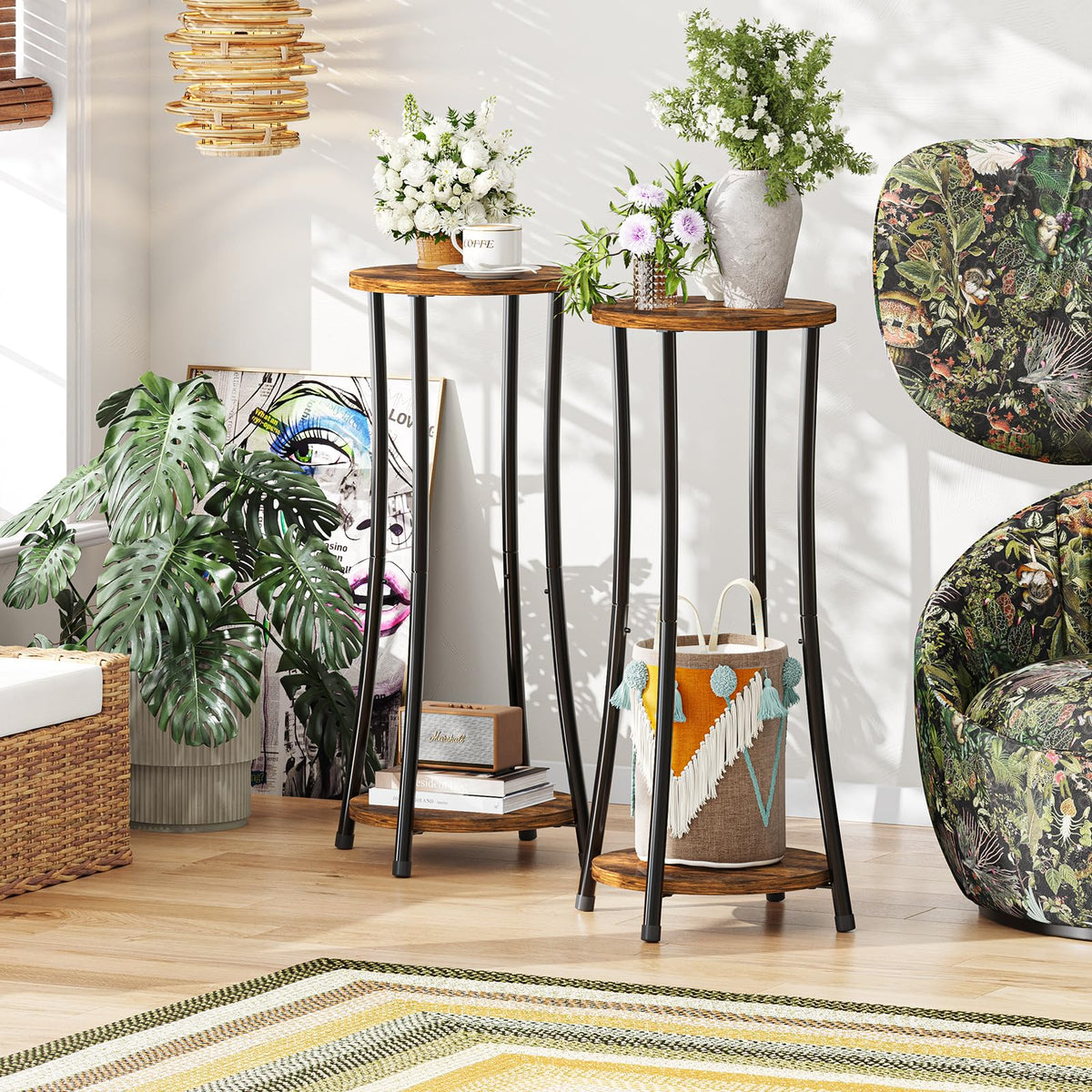 Ekisemio versatile corner plant stand enhancing living spaces.