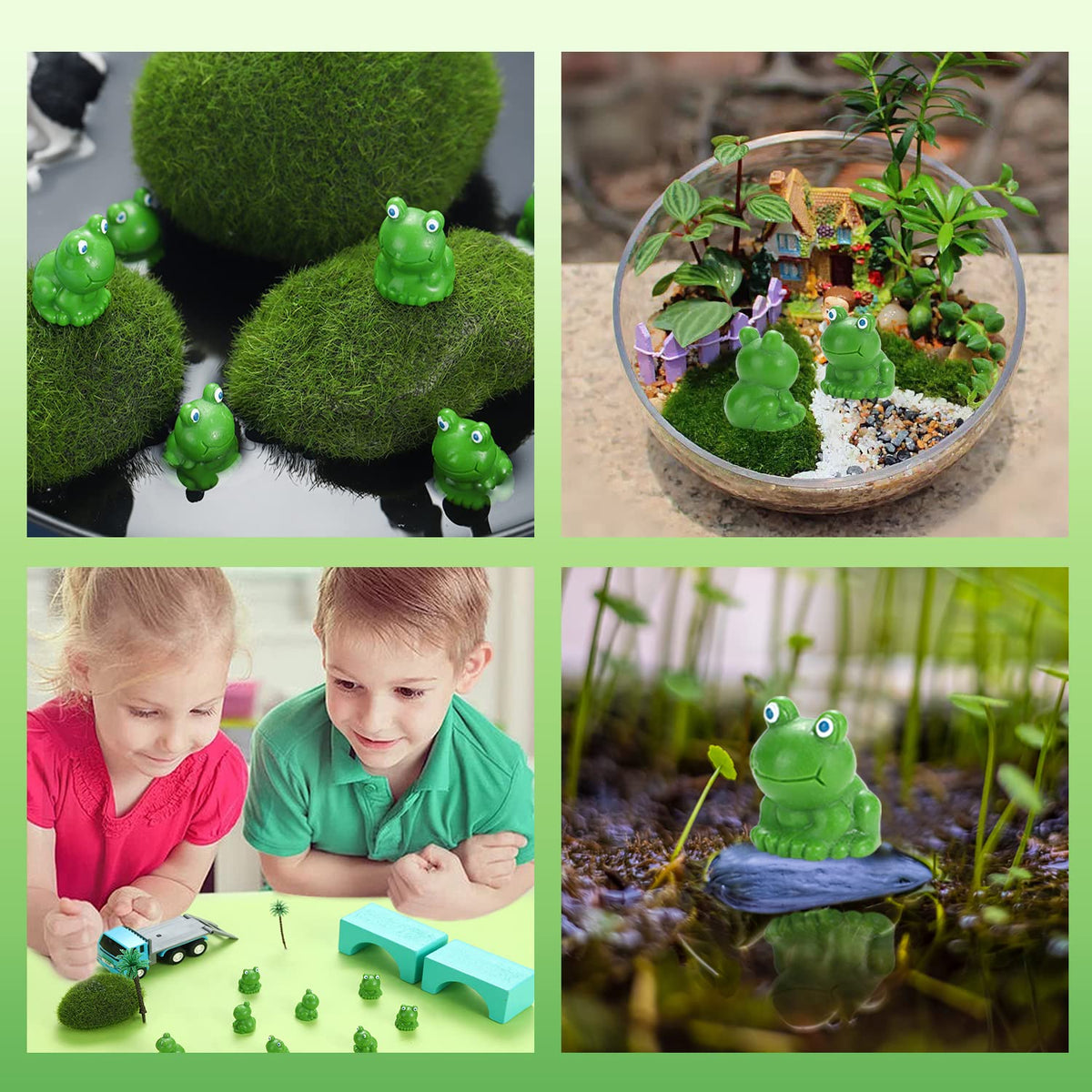EKisemio fairy garden frogs for tiny scenes and crafts.