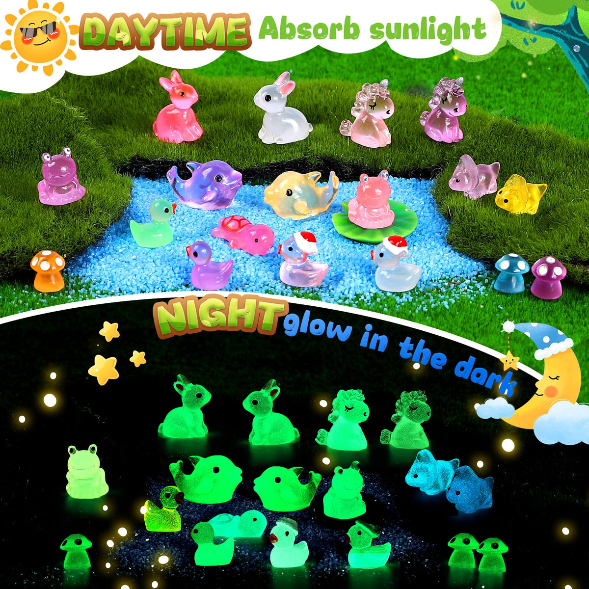 EKisemio glow resin unicorn miniature for fairy gardens