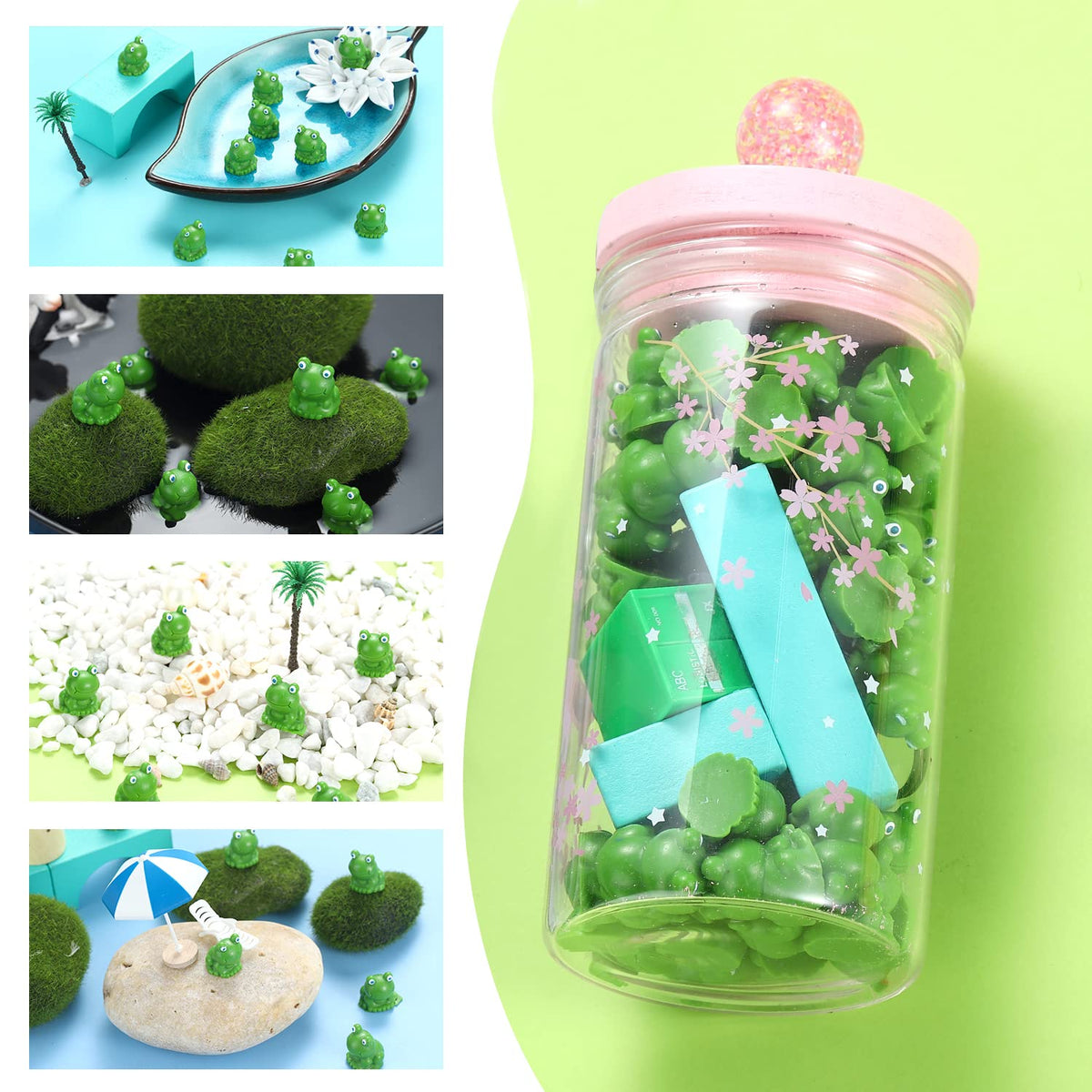 EKisemio decorative frog figures for DIY mini garden crafts.