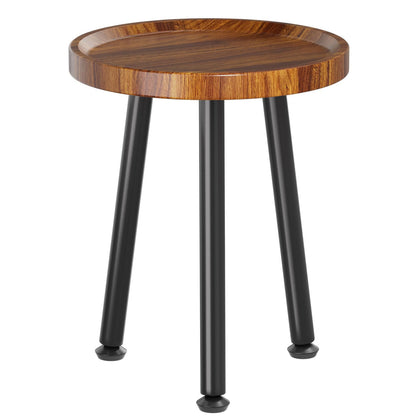 Ekisemio plant stand with walnut finish displaying greenery on a sturdy base