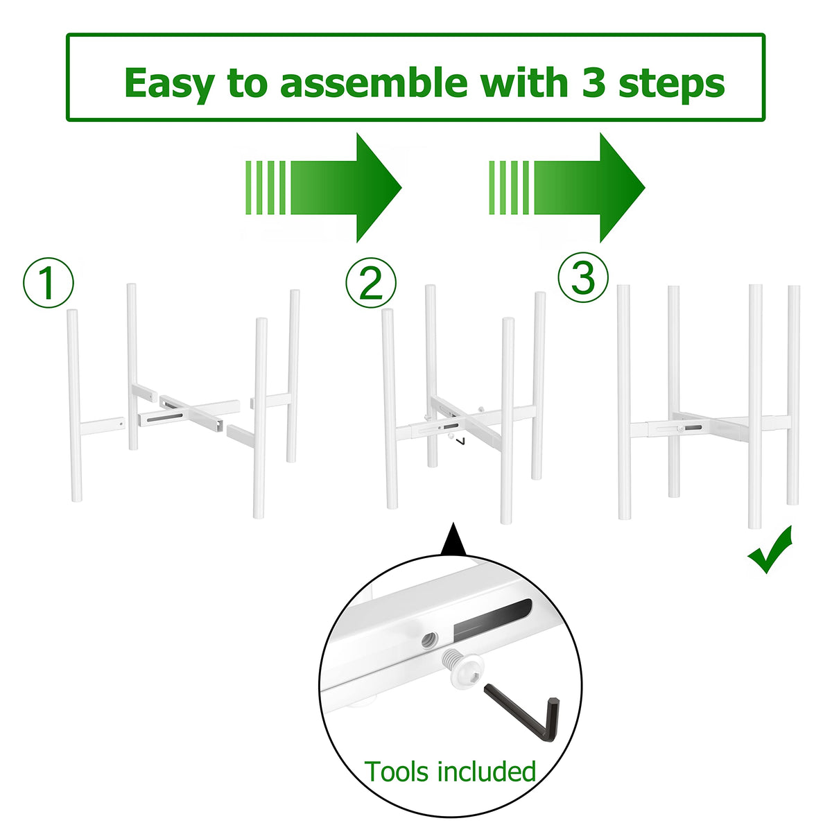 EKNITEY adjustable plant pot stand easy assembly in minutes.
