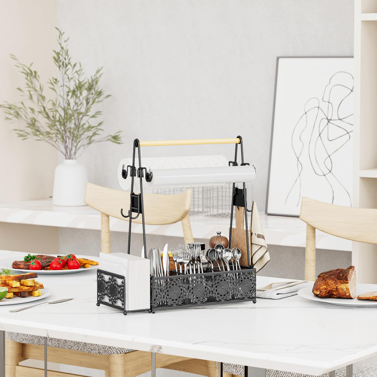 EKNITEY four-compartment storage keeps spices, sauces, and tools neatly separated.