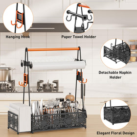 EKNITEY grill caddy with paper towel holders for quick wipe-ups and cleanups.