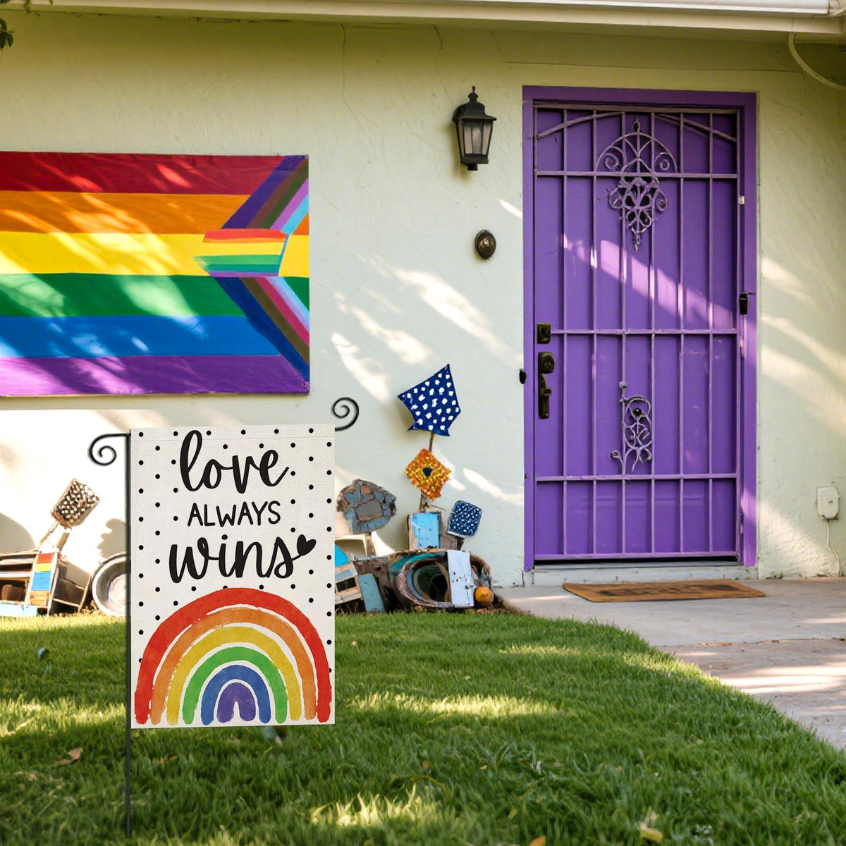 EKOREST Durable double-stitched flag adds vibrant color to outdoor space.