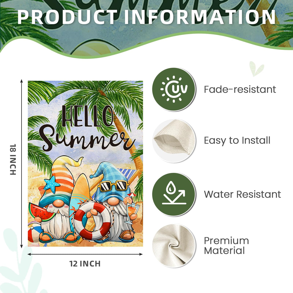 EKOREST Hello Summer Garden Flag as farmhouse decor for spring and summer
