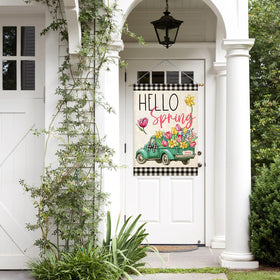 EKOREST farmhouse porch banner spring decor with vibrant colors.