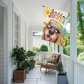 EKOREST Hello Summer flag vibrant print enhances seasonal curb appeal.