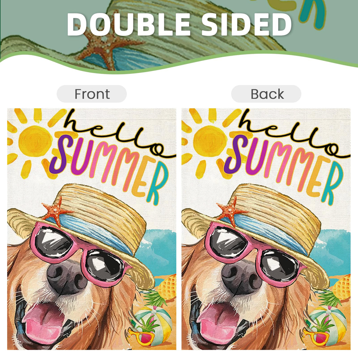 EKOREST Hello Summer flag 28x40 inch size dresses up entryways.