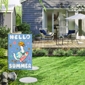 EKOREST Hello Summer flag with double-sided goose on a surfboard stays vibrant in sun.