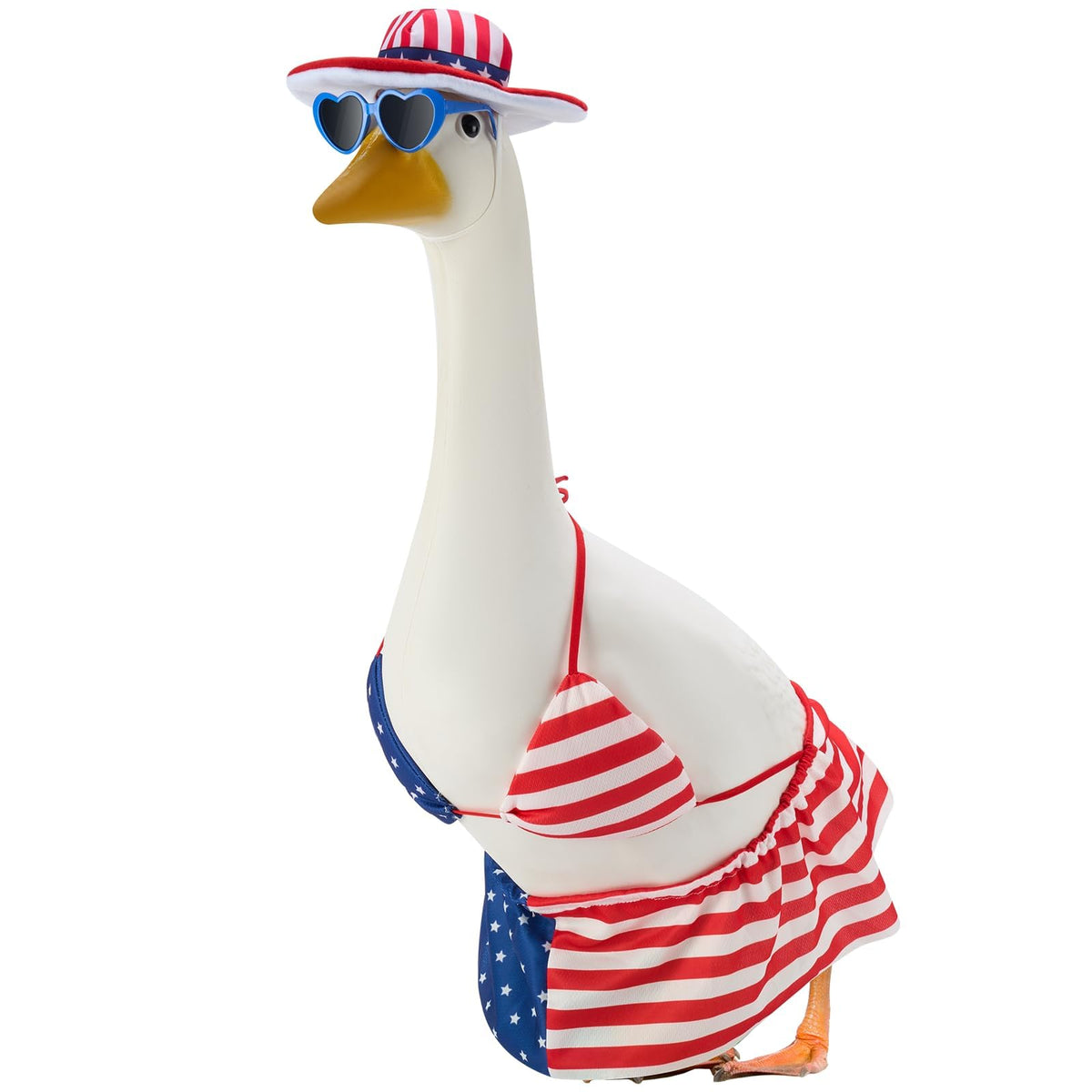 EKOREST patriotic goose outfit with Hawaiian bikini on 23-inch statue