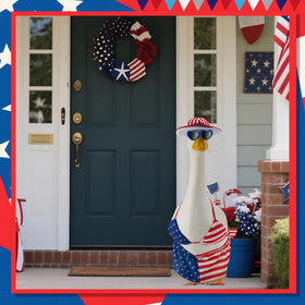 EKOREST porch goose outfit with hat and sunglasses for outdoor decor