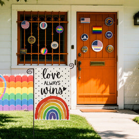 EKOREST Rainbow Pride garden flag burlap texture ready for weather-resistant display.