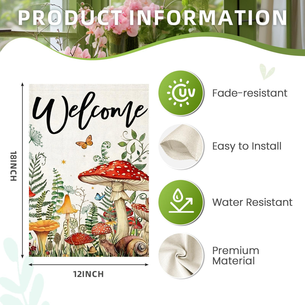 EKOREST Welcome Summer flag closeup of durable burlap fabric for long outdoor use