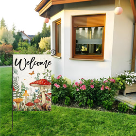 EKOREST Welcome Summer flag in yard setup for festive seasonal decor and welcomes guests