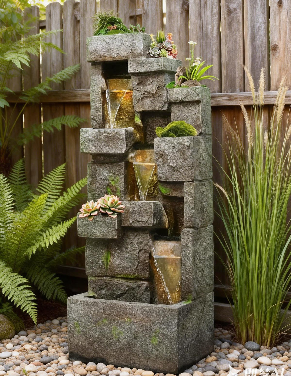 EKRISON 41-7 outdoor fountain with three tiers for serene garden ambiance