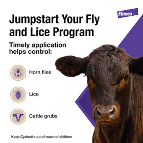 Herd of cattle in field with purple-dye indicator showing treated animals