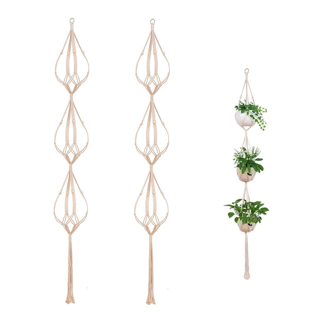 ELANE 2pc macrame plant hangers vertical display saves floor space
