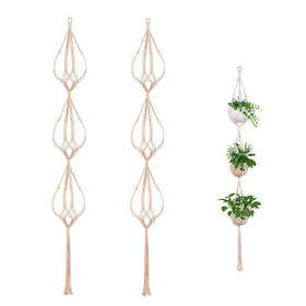 ELANE 2pc macrame plant hangers vertical display saves floor space