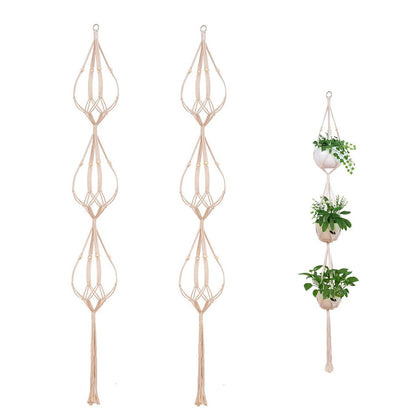 ELANE 2pc macrame plant hangers vertical display saves floor space